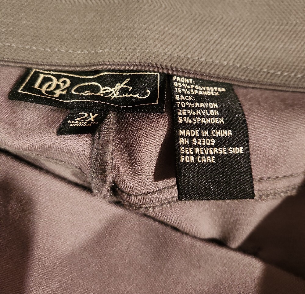 DG2 Diane Gilman Women's Gray Tan Suede Look Pull On Pants Size 2X - Picture 3 of 5